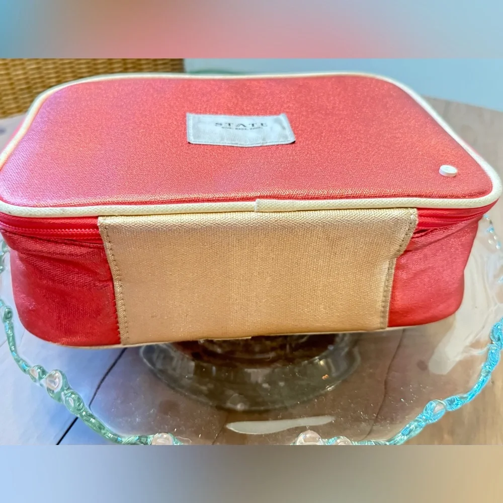STATE Kids Travel Case in Coral Pink with Cream Trim